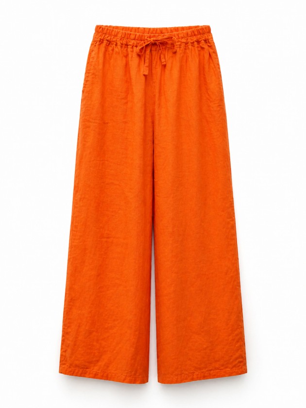 Flowy, wide-leg linen trousers