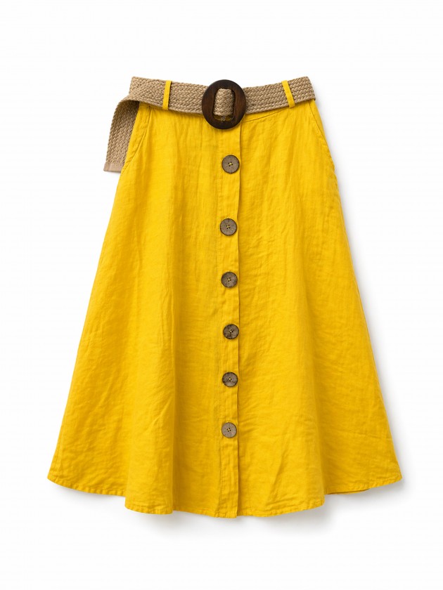 Linen midi skirt with buttons. Linen midi skirt with buttons.