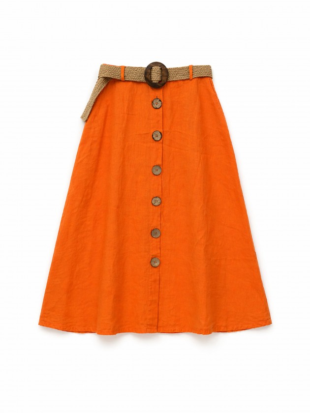 Linen midi skirt with buttons. Linen midi skirt with buttons.