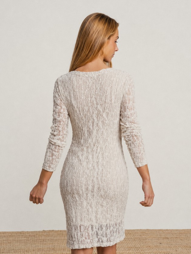 Midi dress with lace