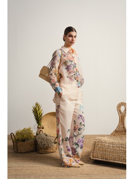 Wide-leg trousers with floral print