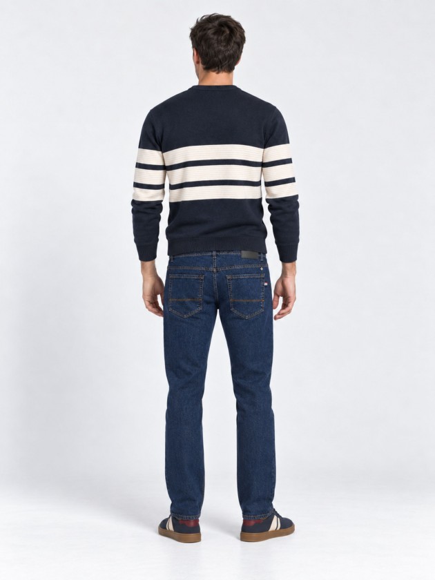 Sweater with embossed stripes