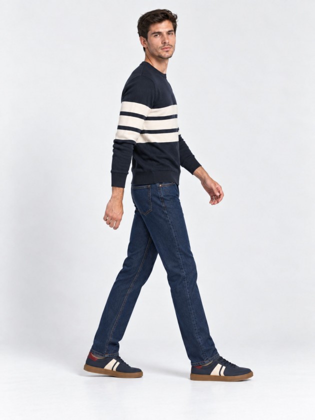 Sweater with embossed stripes