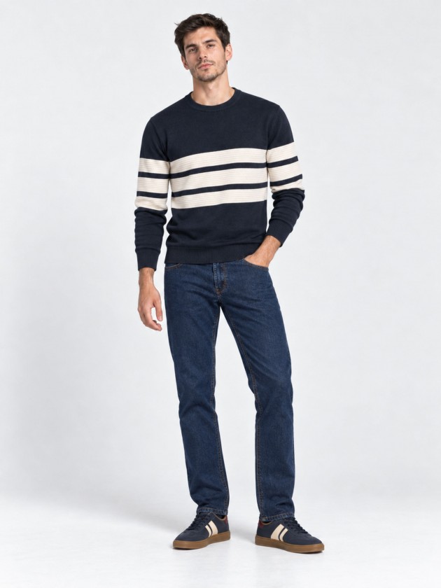 Sweater with embossed stripes