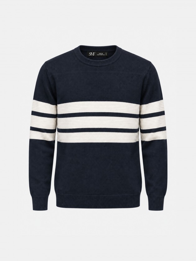 Sweater with embossed stripes