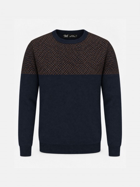 Two-tone jacquard knit sweater