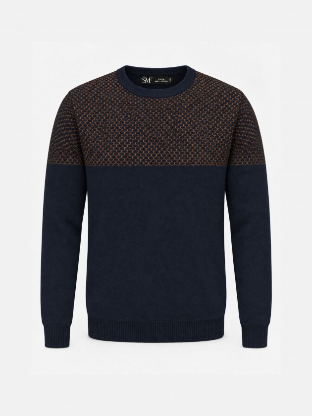 Two-tone jacquard knit sweater