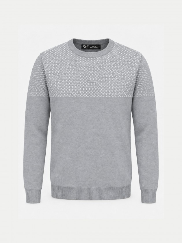 Two-tone jacquard knit sweater