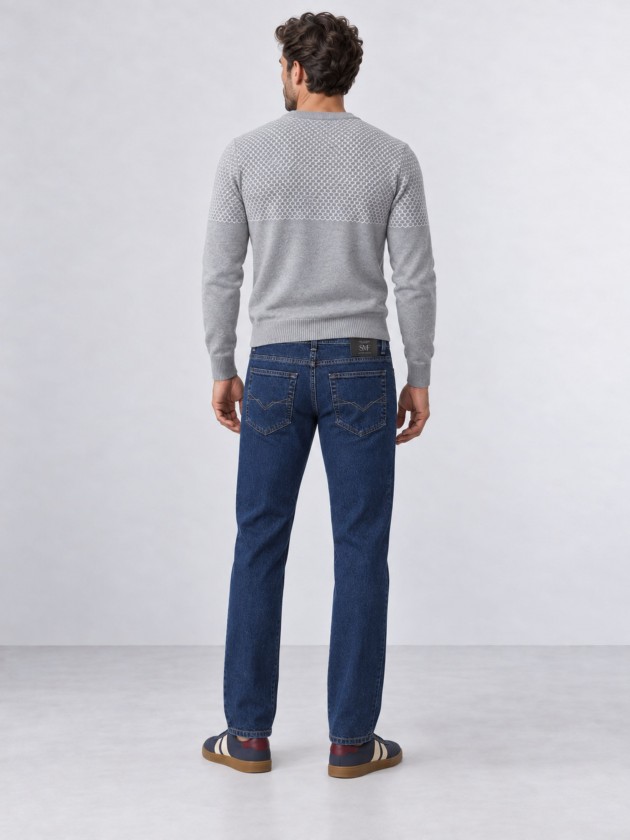 Two-tone jacquard knit sweater