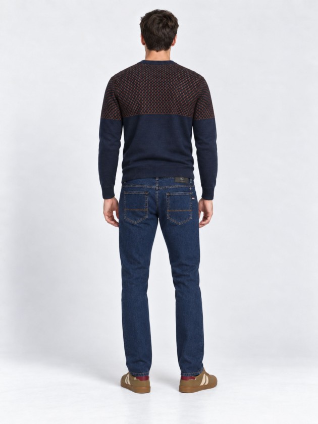 Two-tone jacquard knit sweater