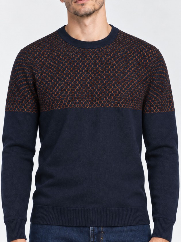 Two-tone jacquard knit sweater