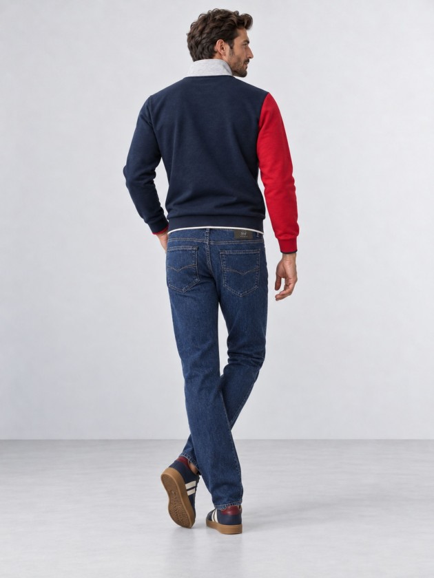 Pique polo shirt with straight collar and perforated texture