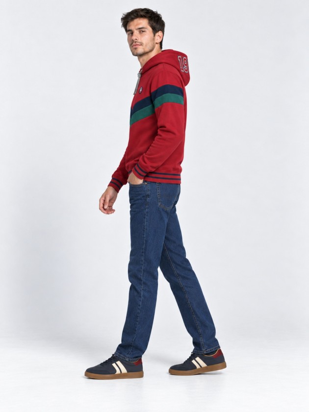 Pique polo shirt with straight collar and perforated texture Pique polo shirt with straight collar and perforated texture