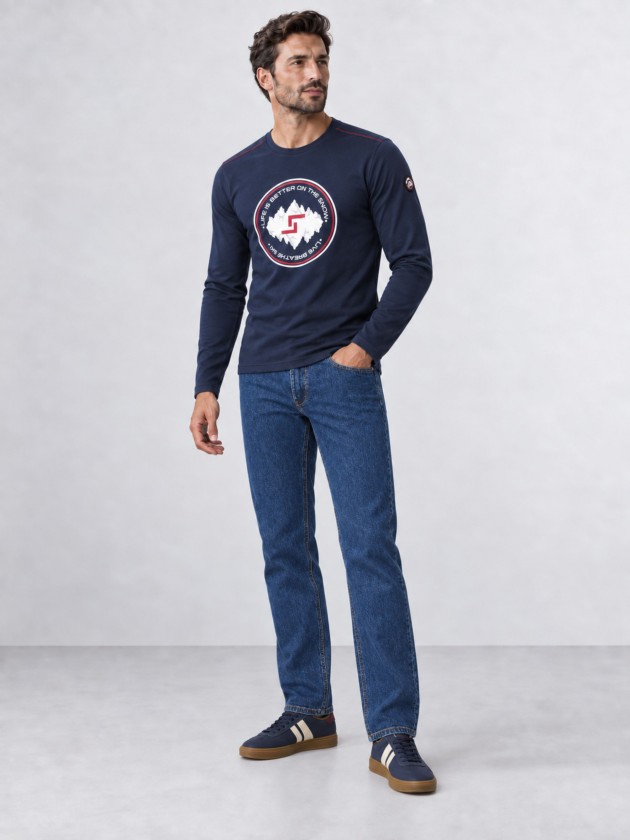 Pique polo shirt with straight collar and perforated texture