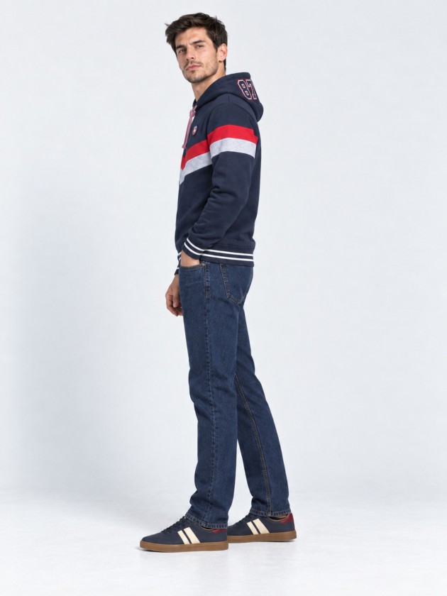 Pique polo shirt with straight collar and perforated texture Pique polo shirt with straight collar and perforated texture