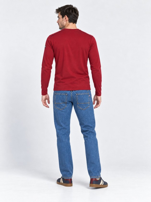 Pique polo shirt with straight collar and perforated texture Pique polo shirt with straight collar and perforated texture