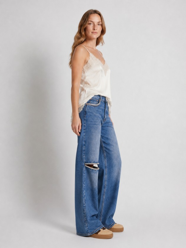 Jeans with shiny applications