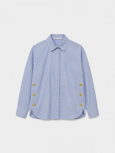 Striped shirt with metal buttons
