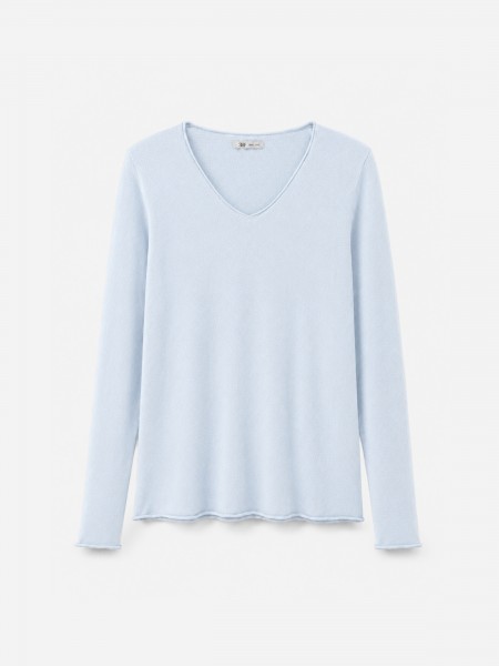 Knitted sweater with a v-neck
