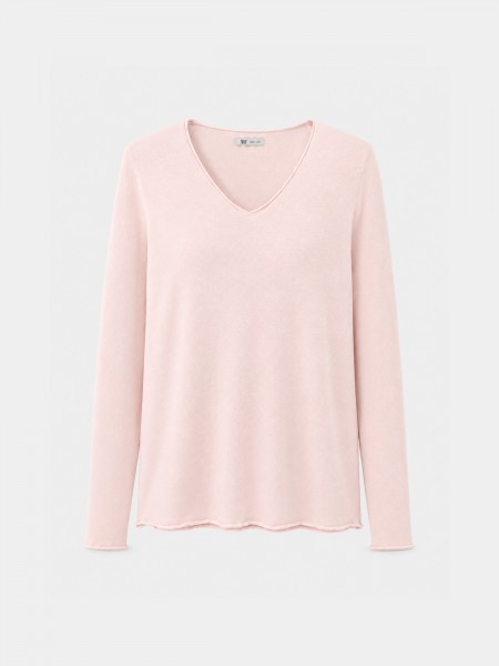 Knitted sweater with a v-neck