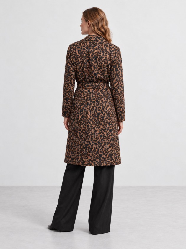 Animal print trench coat