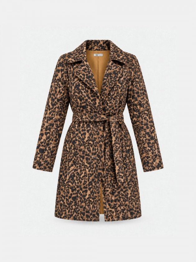 Animal print trench coat