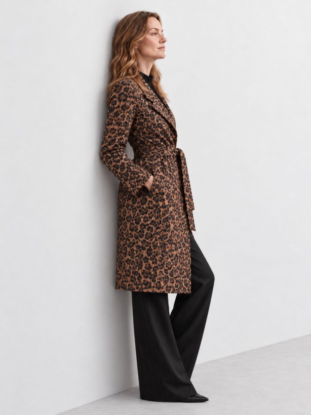 Animal print trench coat