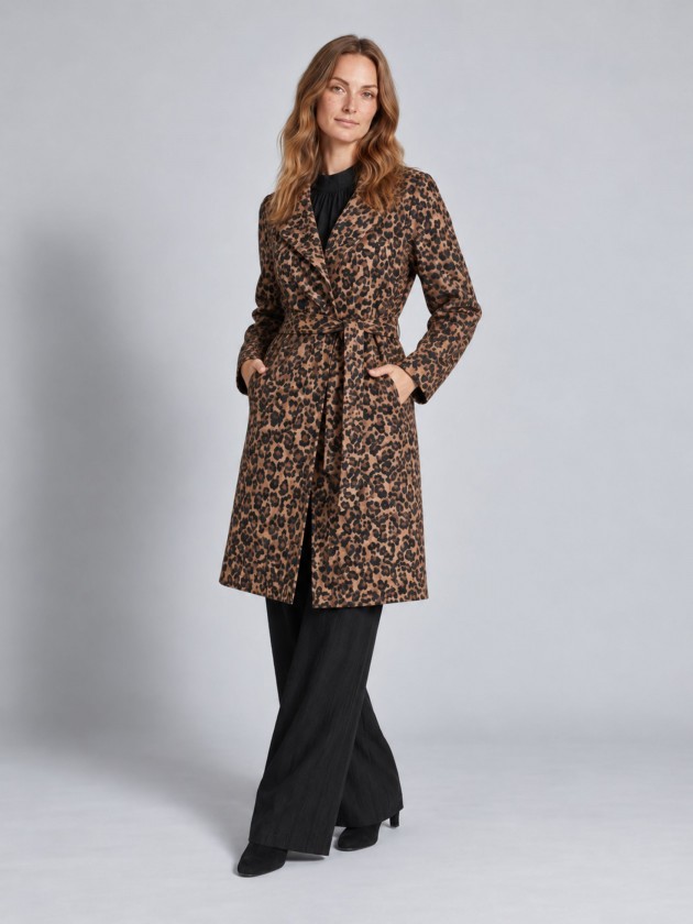 Animal print trench coat