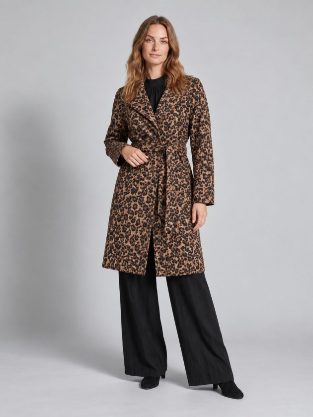Animal print trench coat