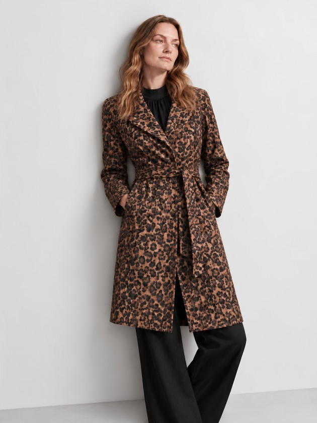 Animal print trench coat