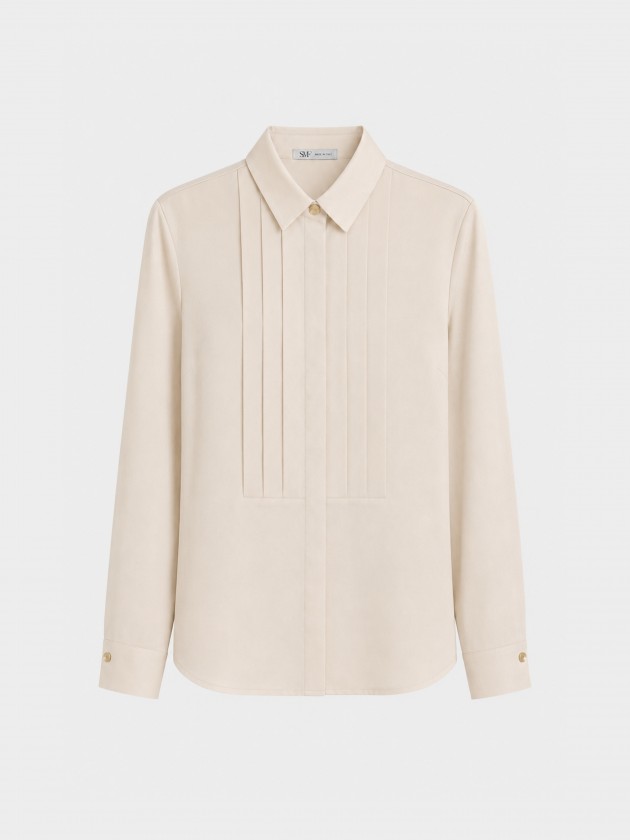 Camisa acetinada com pregas