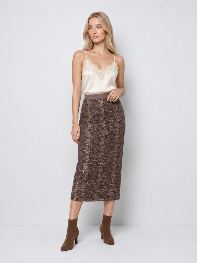 Jupe midi brillante