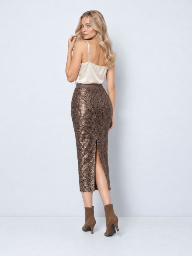 Jupe midi brillante