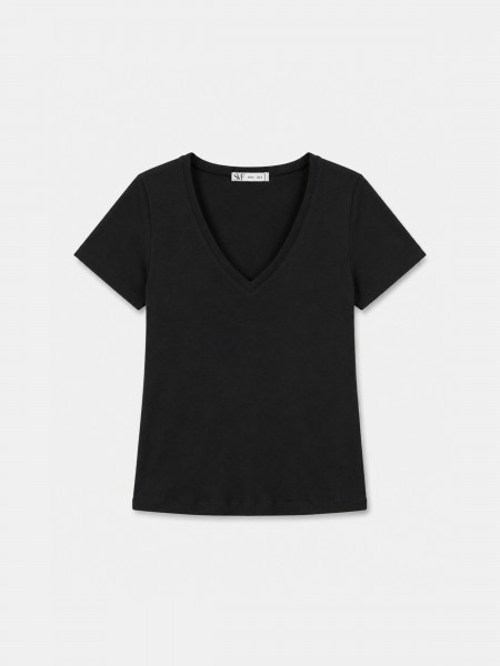 T-shirt de decote em bico
