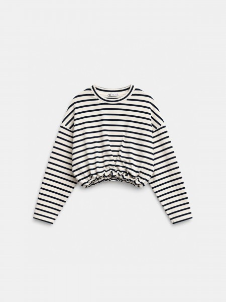 Cropped striped sweatshirt