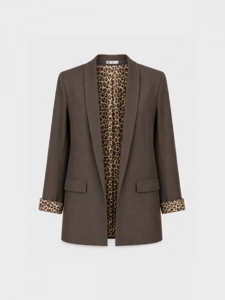 Blazer comprido com estampado animal