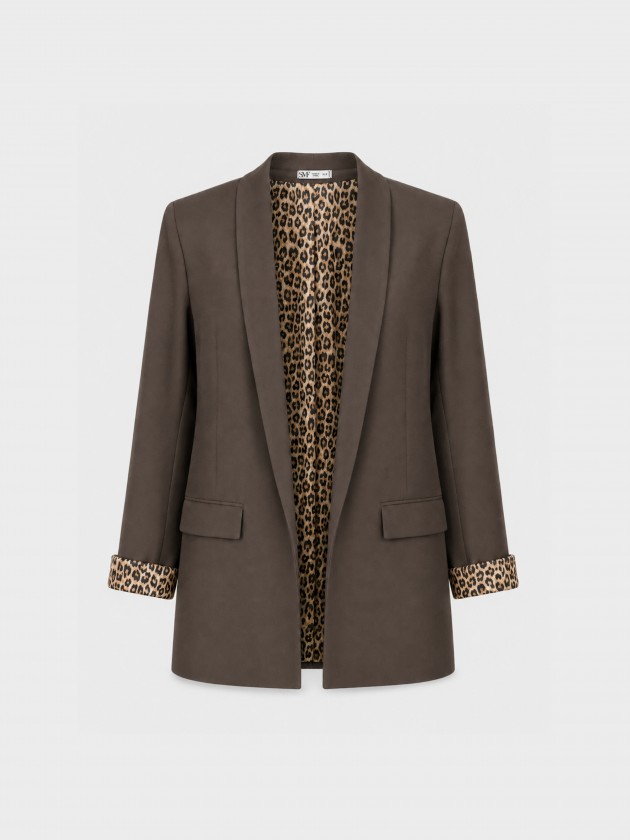 Blazer comprido com estampado animal