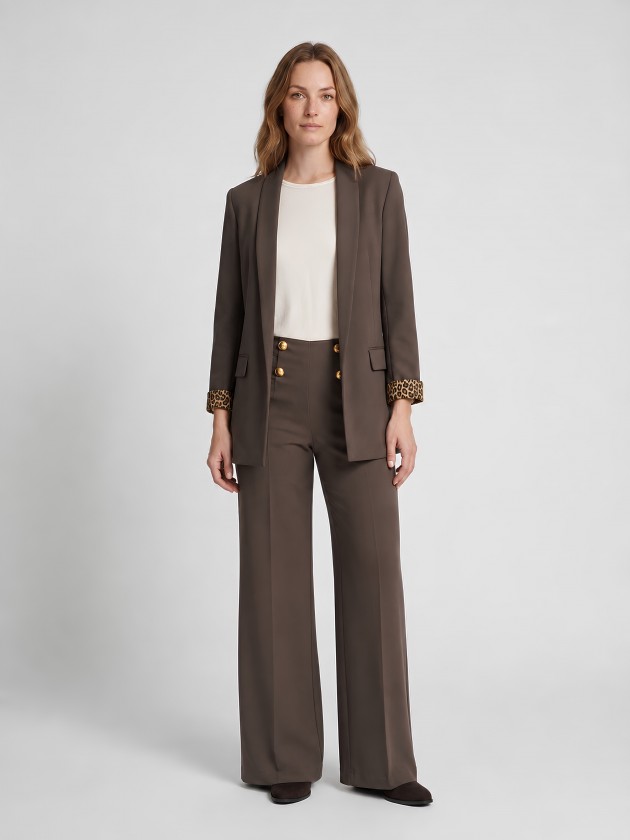 Blazer comprido com estampado animal