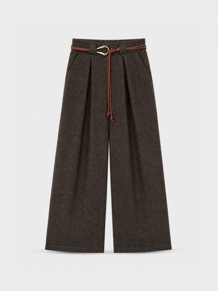 Wide-leg trousers with belt