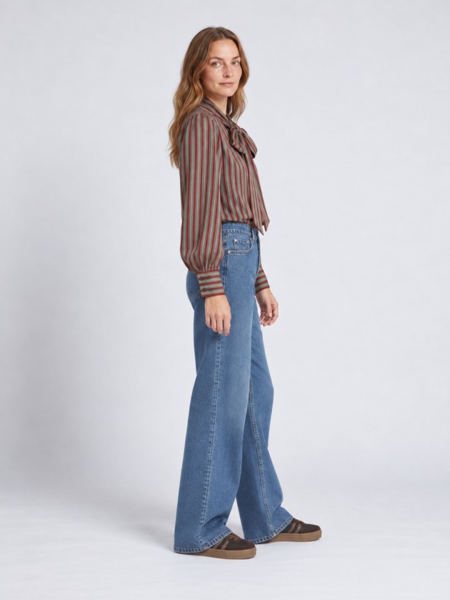 Striped blouse with bow