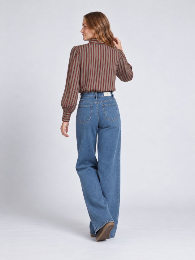 Striped blouse with bow