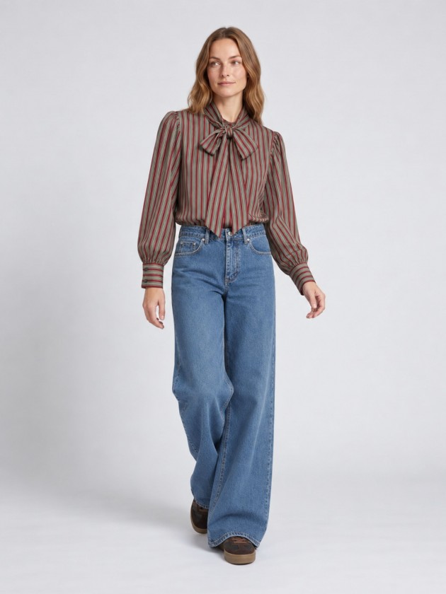 Striped blouse with bow