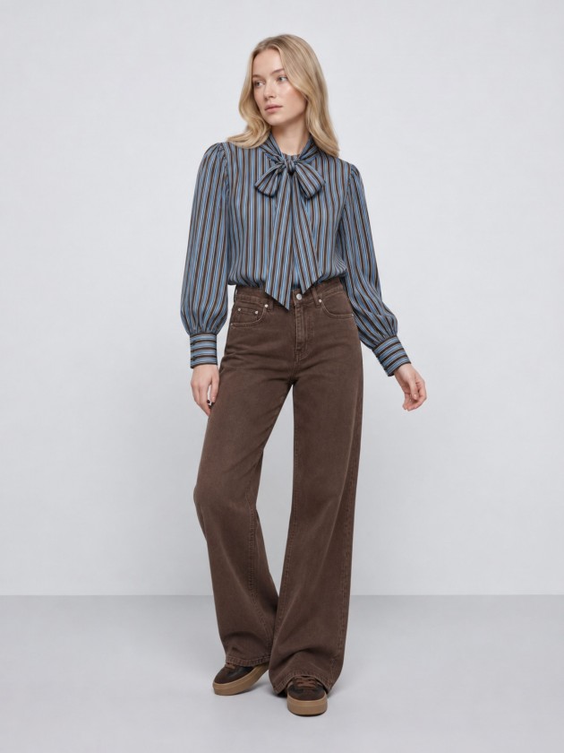 Striped blouse with bow Striped blouse with bow