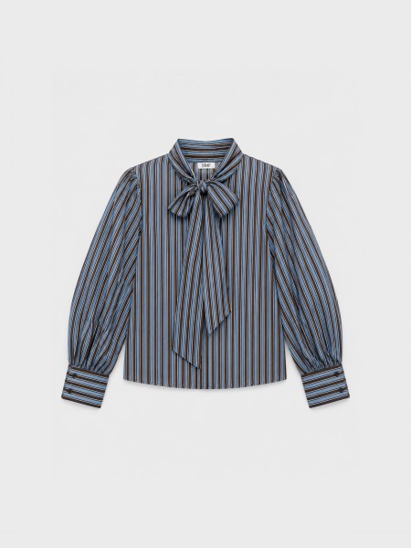 Striped blouse with bow