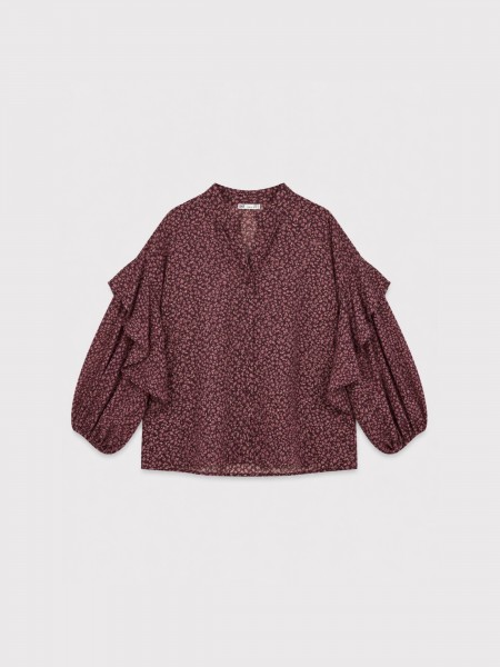 Printed blouse with ruffles