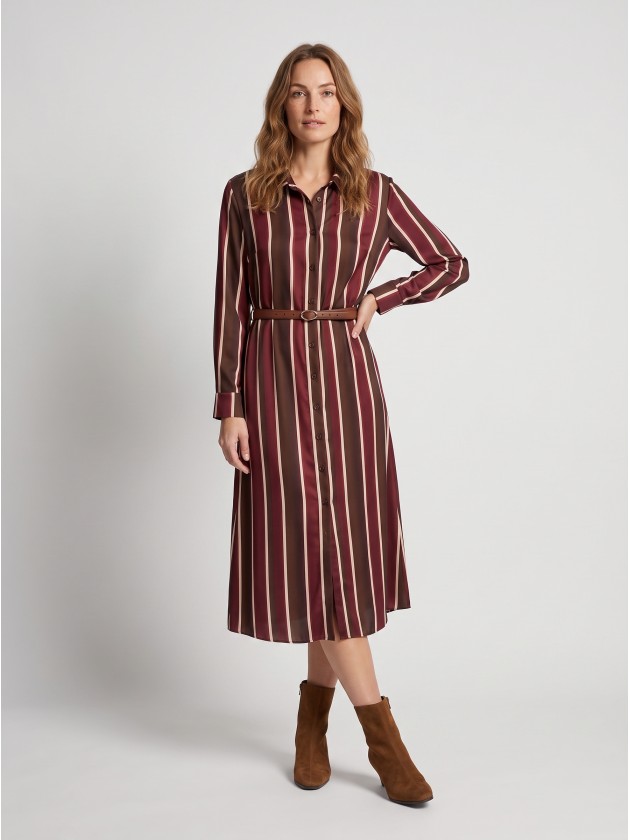 Robe chemise longue � rayures