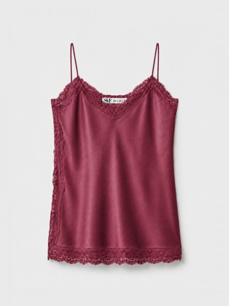 Satin top with lace