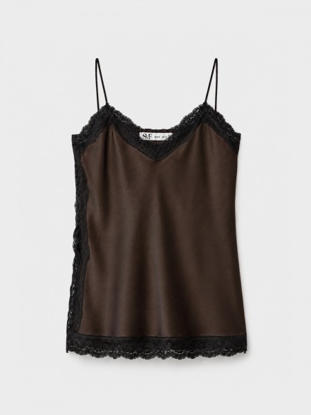 Satin top with lace