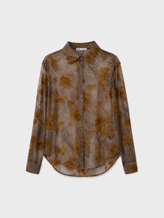 Semi-sheer shirt with floral print Semi-sheer shirt with floral print