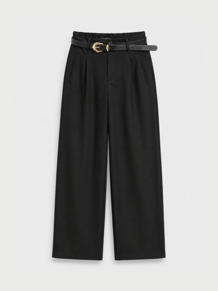 Wide-leg trousers with belt